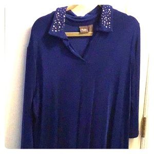 Travelers long shirt-tail top - royal blue